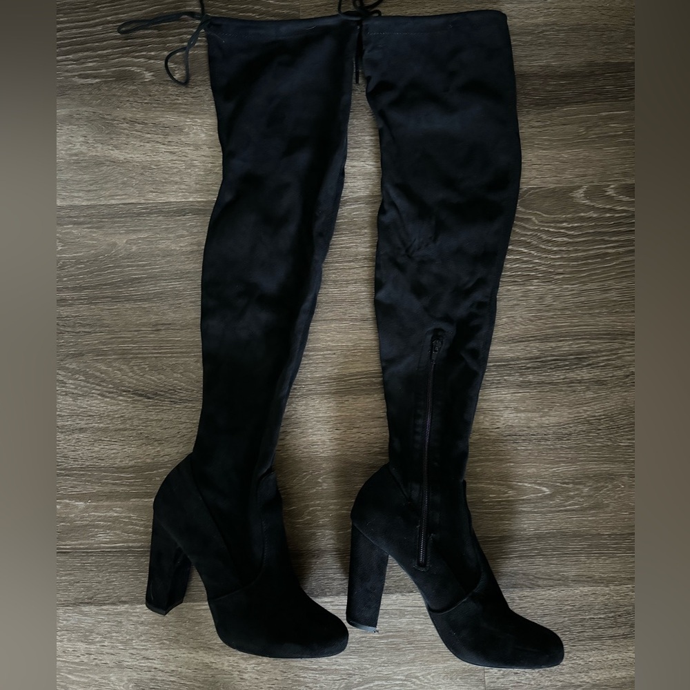 Lulu’s over the knee suede black boots